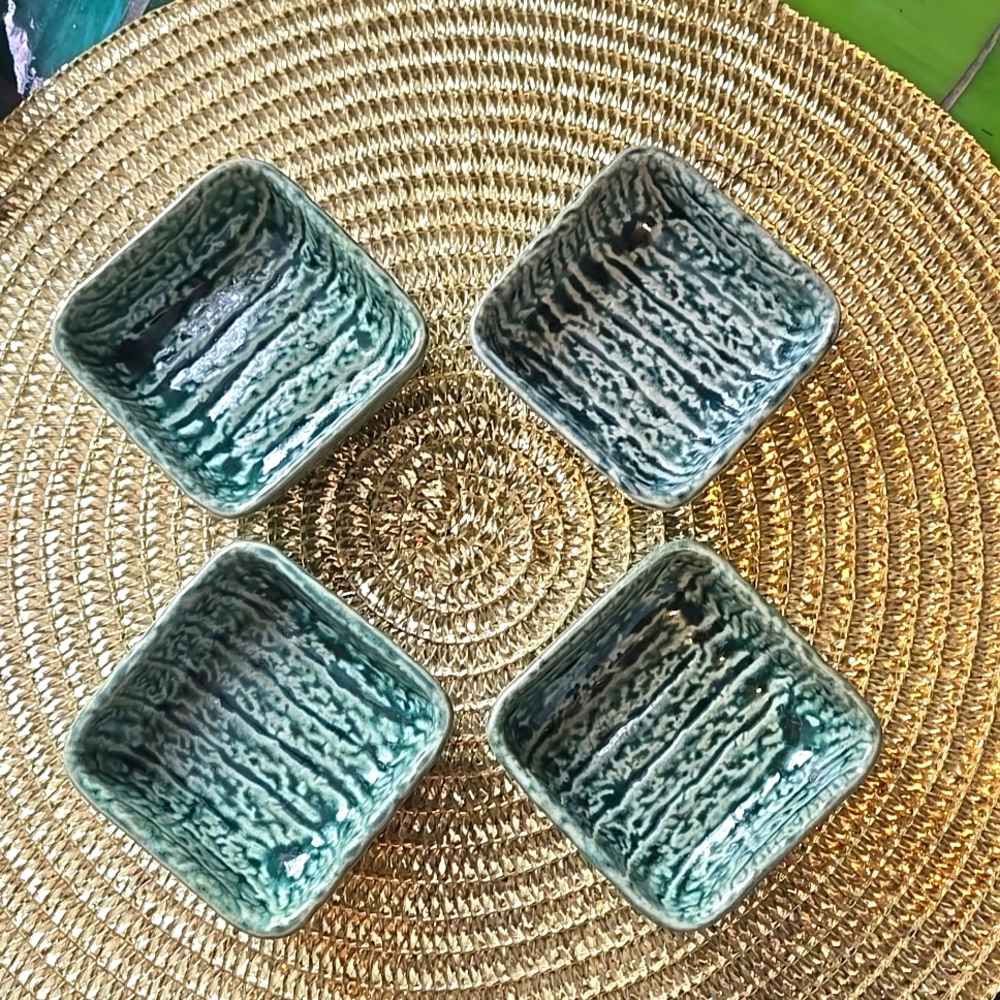 Set of 4 Pottery Sauce-Dipping Bowls